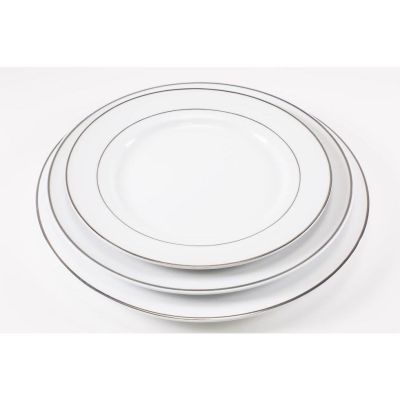 Image two of White Silver Rim Charger 12"